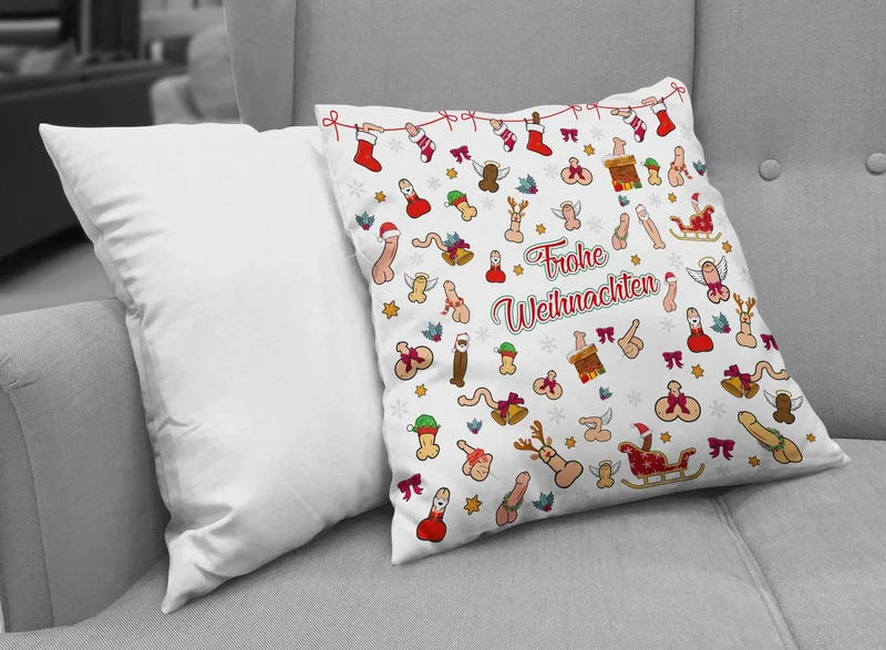 Kissen - Frohe Weihnachten Penis Wimmelbild