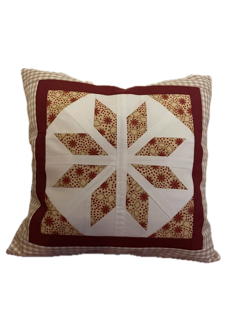Patchwork Kissenhülle, Landhausstil Kissenbezug, beige /rot/ weiß 40x40cm
