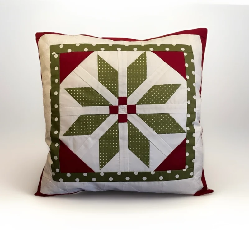Patchwork Kissenhülle, Landhausstil Kissenbezug, rot/grün/weiß 40x40cm