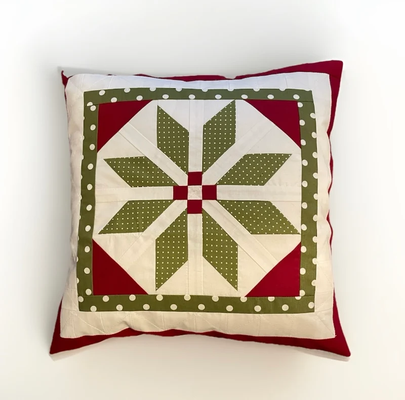Patchwork Kissenhülle, Landhausstil Kissenbezug, rot/grün/weiß 40x40cm