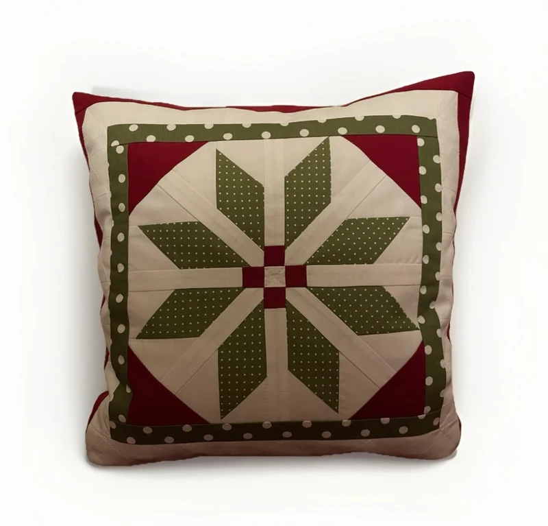 Patchwork Kissenhülle, Landhausstil Kissenbezug, rot/grün/weiß 40x40cm