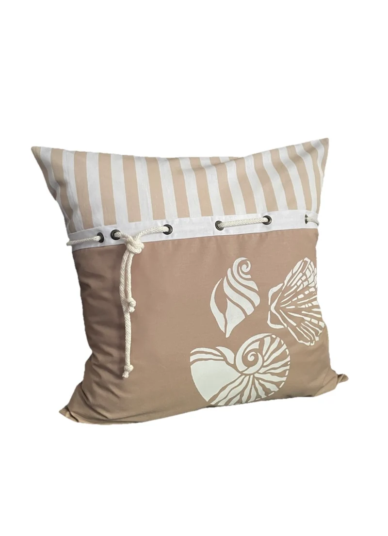 Maritime Kissenhülle, Landhausstil Kissenbezug, Muscheln beige /weiß