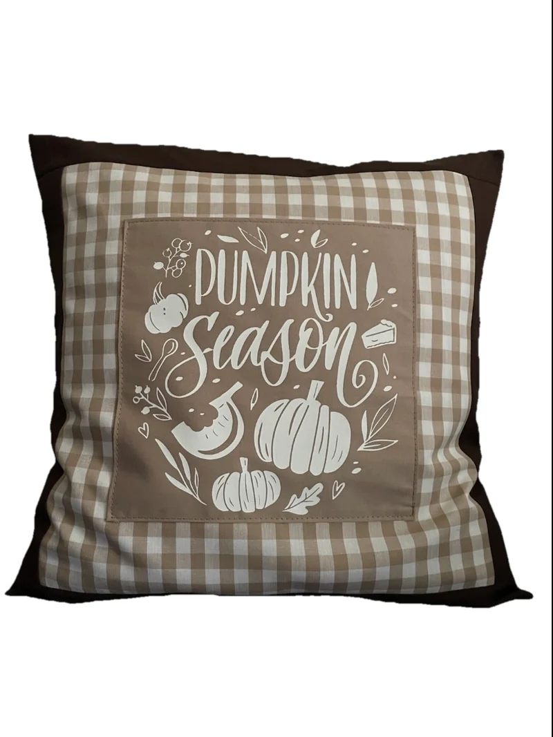 Landhausstil Kissenhülle, Kissenbezug, Dekokissen *Herbst* Braun/beige kariert