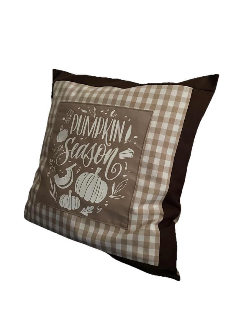 Landhausstil Kissenhülle, Kissenbezug, Dekokissen *Herbst* Braun/beige kariert