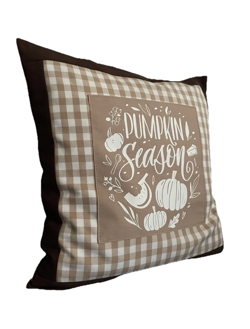 Landhausstil Kissenhülle, Kissenbezug, Dekokissen *Herbst* Braun/beige kariert
