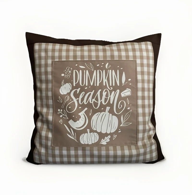 Landhausstil Kissenhülle, Kissenbezug, Dekokissen *Herbst* Braun/beige kariert