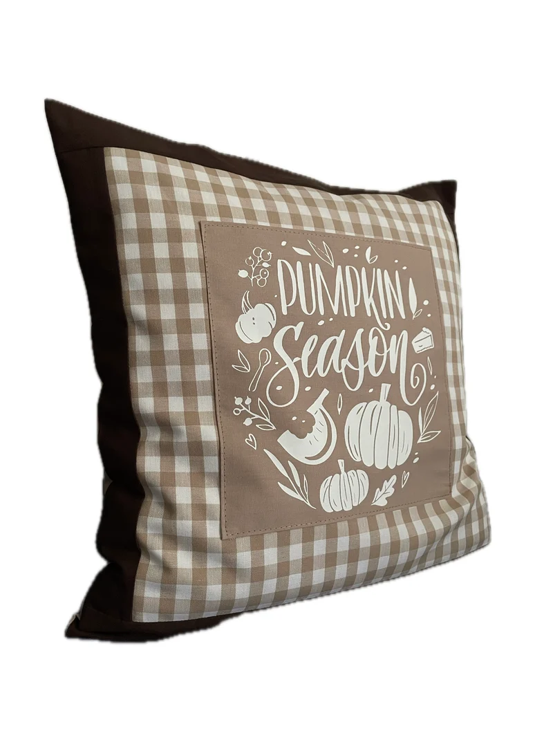 Landhausstil Kissenhülle, Kissenbezug, Dekokissen *Herbst* Braun/beige kariert