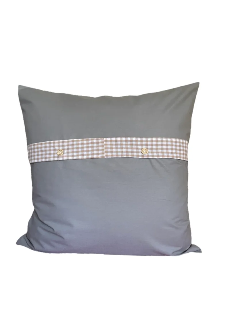 Patchwork Kissenhülle, Landhausstil Kissenbezug, grau /beige/weiß 50x50cm