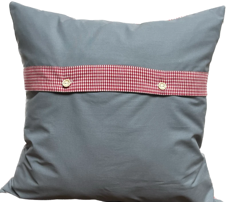 Landhausstil Kissenhülle, Kissenbezug, rot/weiß kariertes Dekokissen * Dahoam is am scheensten*