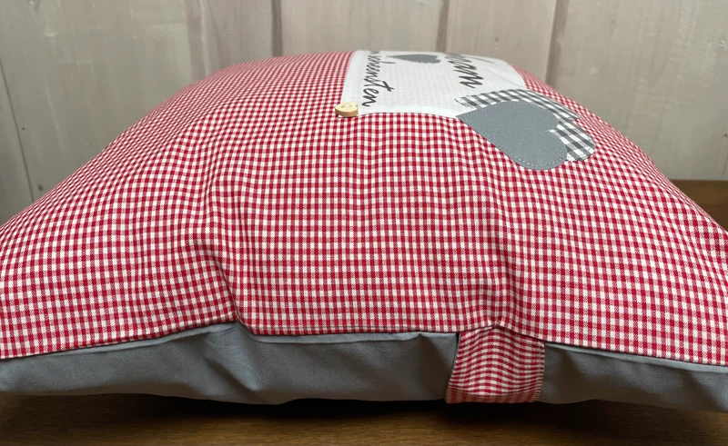 Landhausstil Kissenhülle, Kissenbezug, rot/weiß kariertes Dekokissen * Dahoam is am scheensten*