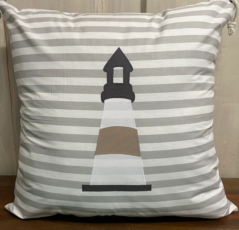 Maritime Kissenhülle, Landhausstil Kissenbezug * Leuchtturm * grau/weiß/beige