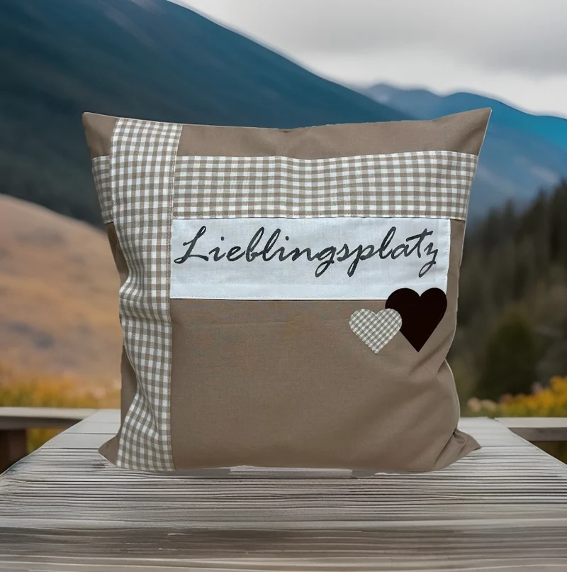 Landhausstil Kissenhülle * Kissenbezug * Dekokissen beige/weiß * Lieblingsplatz *