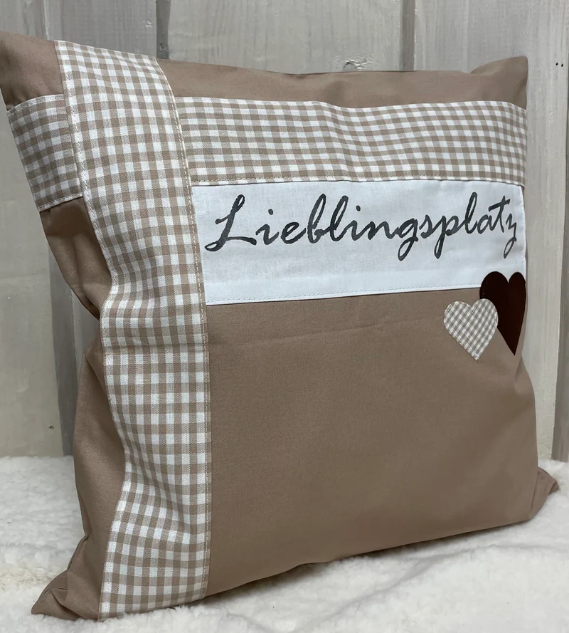 Landhausstil Kissenhülle * Kissenbezug * Dekokissen beige/weiß * Lieblingsplatz *