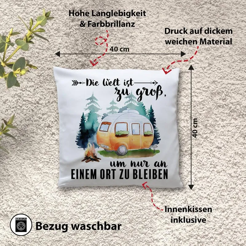 Kissen - Die Welt ist zu groß, um nur an einem Ort zu bleiben (Caravan)