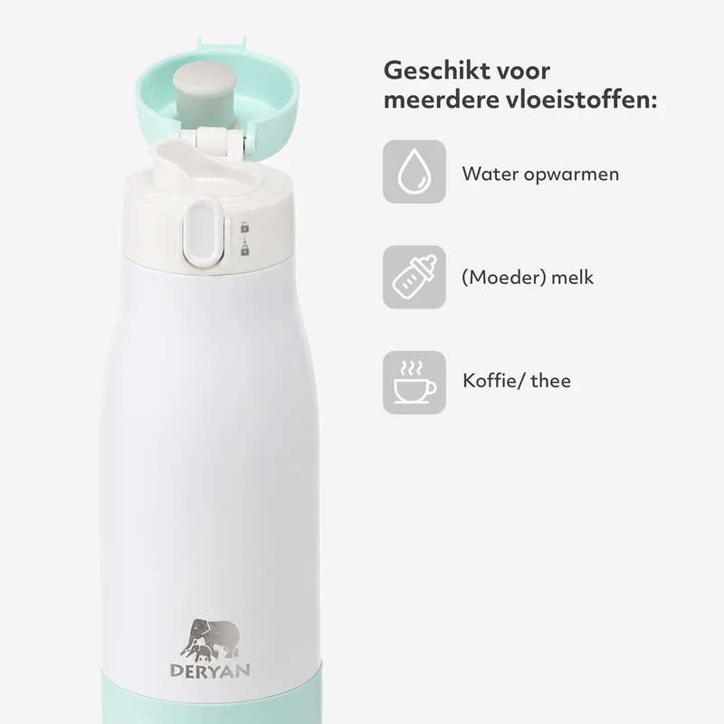 Draagbare Elektrische Flesverwarmer - Draadloos - Mint