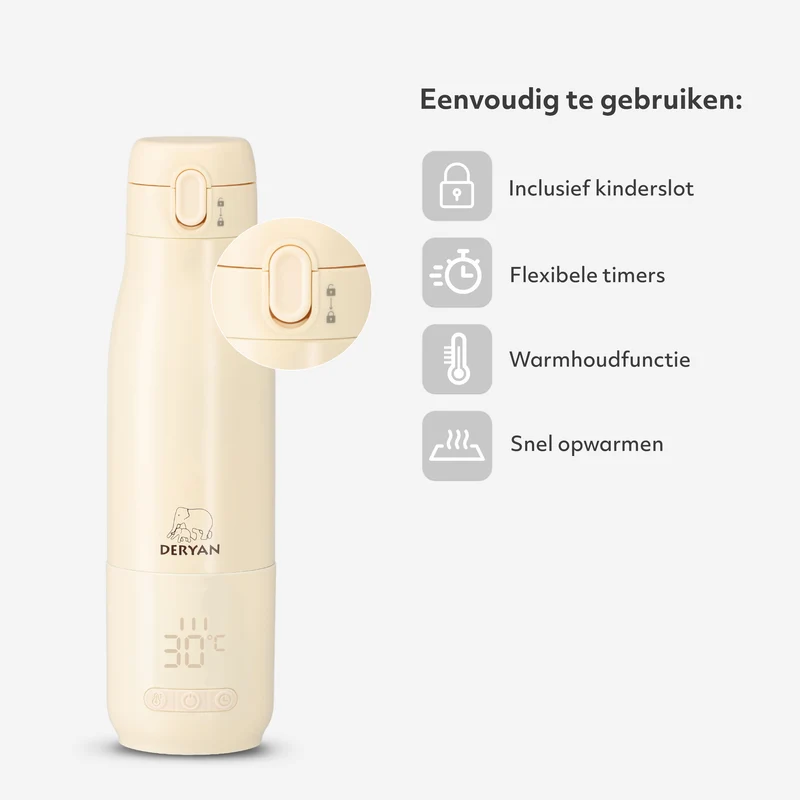 Draagbare Elektrische Flessenverwarmer - Draadloos - Créme