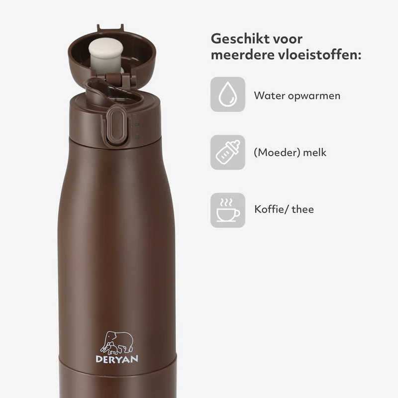 Draagbare Elektrische Flessenwarmer - Draadloos - Bruin