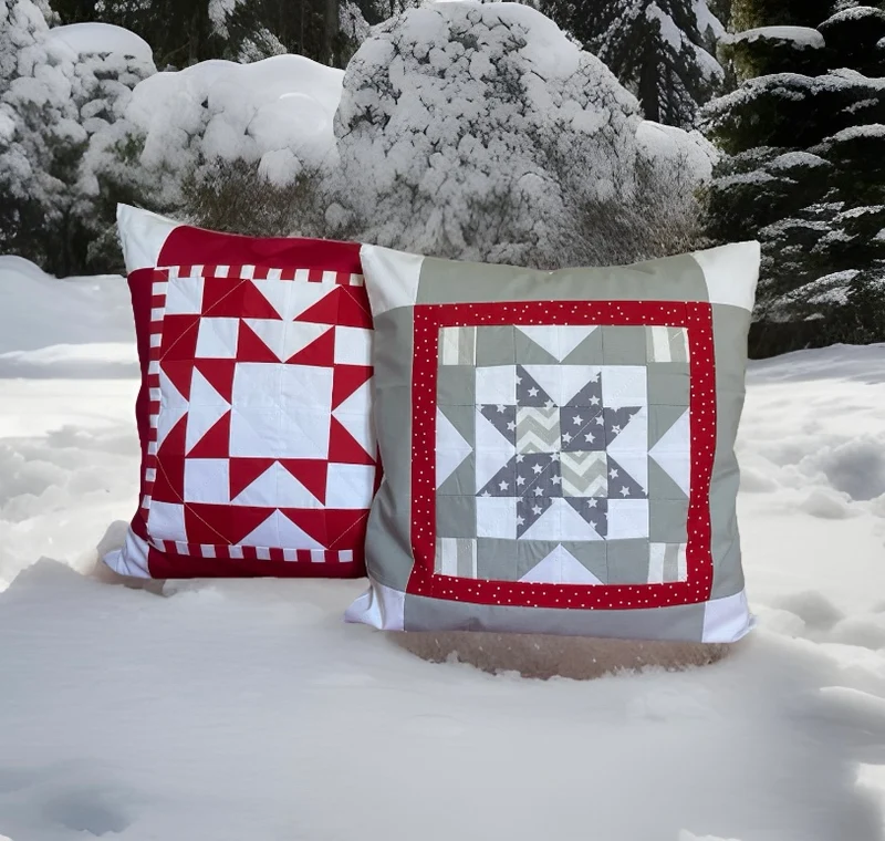 Patchwork Kissenhülle, Landhausstil Kissenbezug, rot/grau/weiß 40x40cm