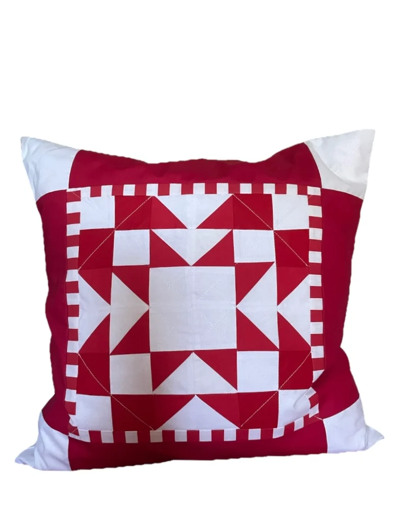 Patchwork Kissenhülle, Landhausstil Kissenbezug, rot/weiß 50x50cm