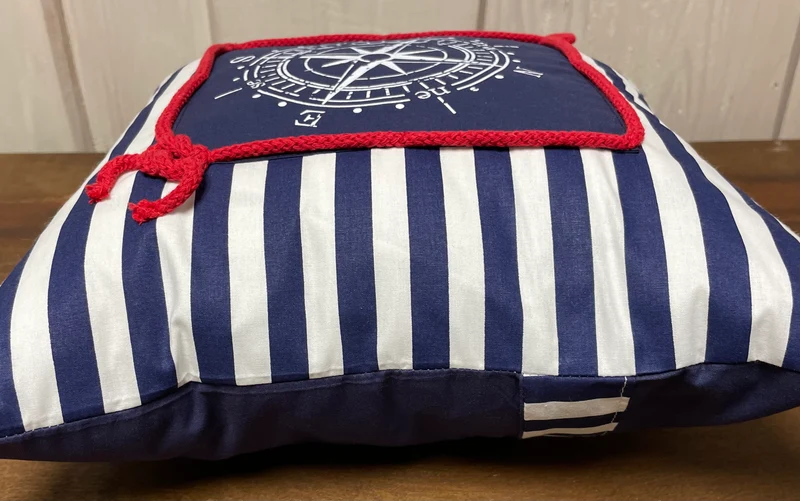 Maritime Kissenhülle, Landhausstil Kissenbezug * Kompass * blau/weiß