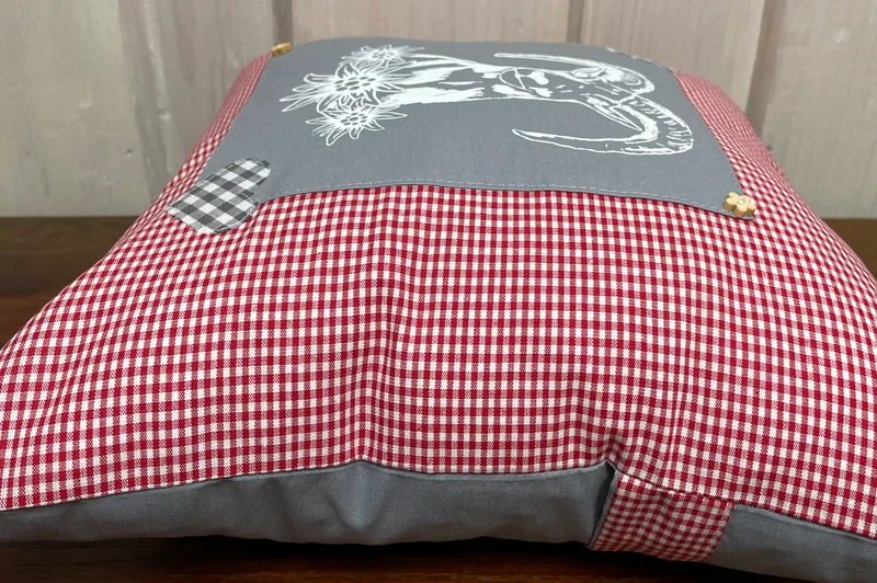 Landhausstil Kissenhülle, Kissenbezug, rot/weiß kariertes Dekokissen * Mufflon *