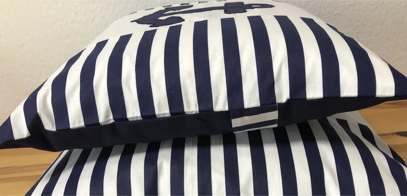 1 Maritime Kissenhülle, Kissenbezug,Landhausstil Kissen Anker weiß/blau