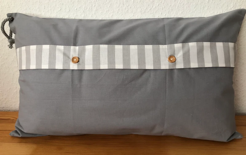 Maritime Kissenhülle, Landhausstil Kissenbezug * Ahoi * grau/weiß 40x60cm.