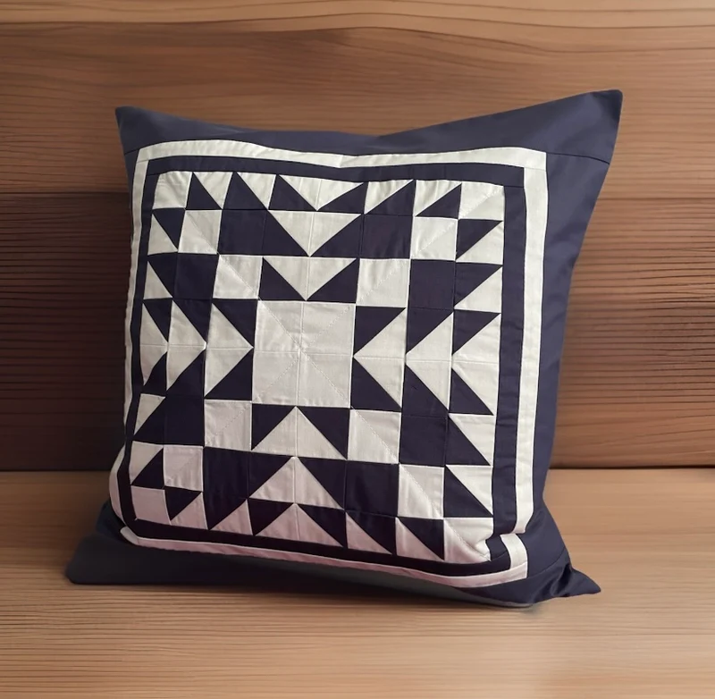 Patchwork Kissenhülle, Landhausstil Kissenbezug, blau/weiß 50x50cm