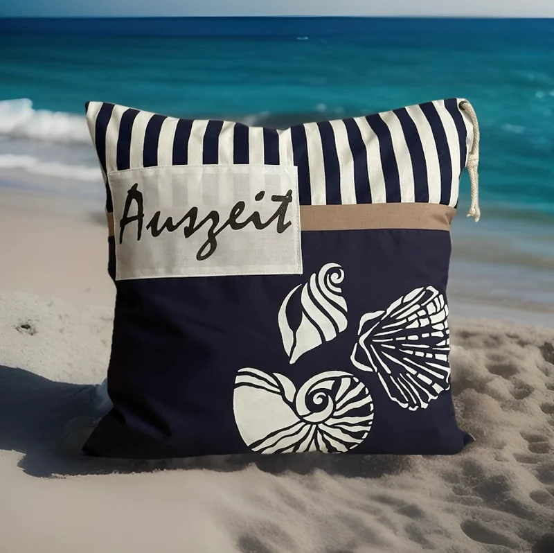 Maritime Kissenhülle, Landhausstil Kissenbezug, Dekokissen * Auszeit*blau/weiß