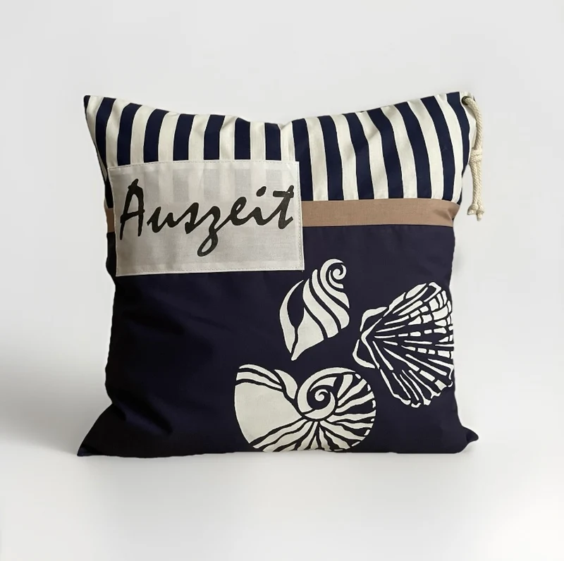 Maritime Kissenhülle, Landhausstil Kissenbezug, Dekokissen * Auszeit*blau/weiß