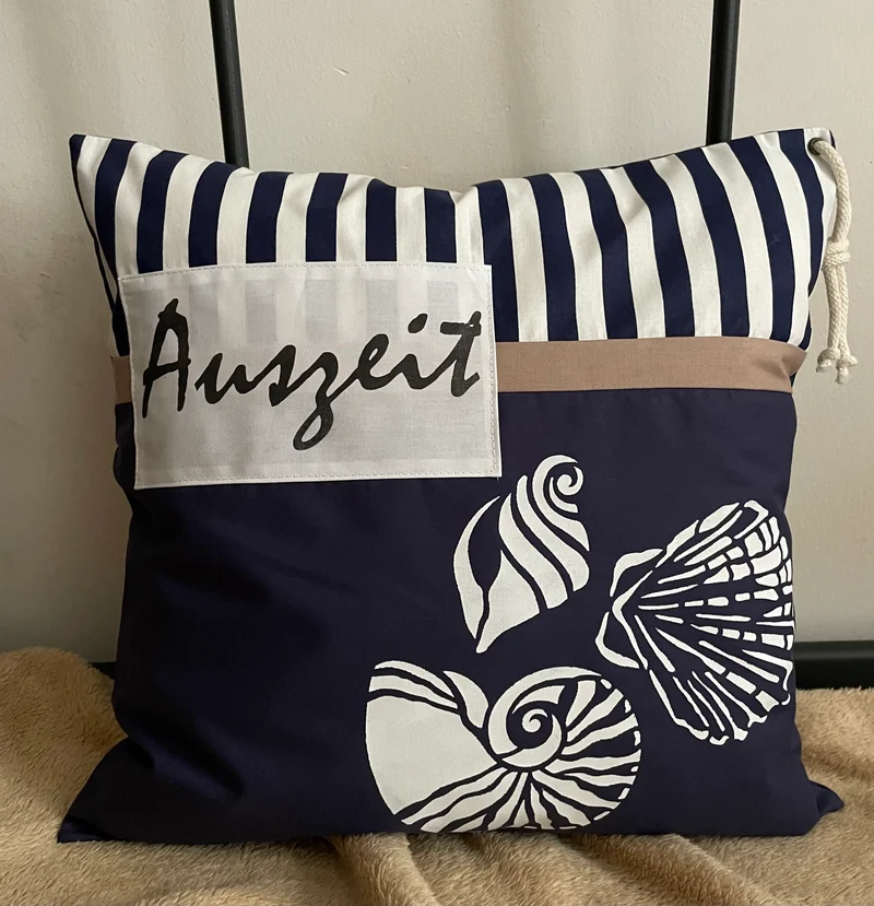 Maritime Kissenhülle, Landhausstil Kissenbezug, Dekokissen * Auszeit*blau/weiß
