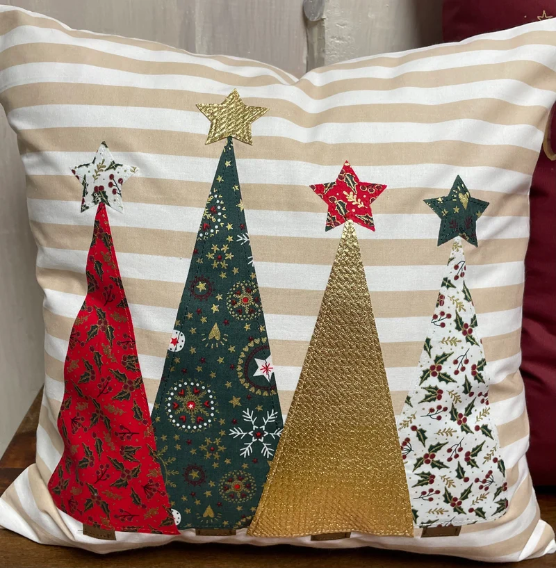 1x Weihnachtliche Landhausstil Kissenhülle * Kissenbezug * Dekokissen * beige weiß gestreift