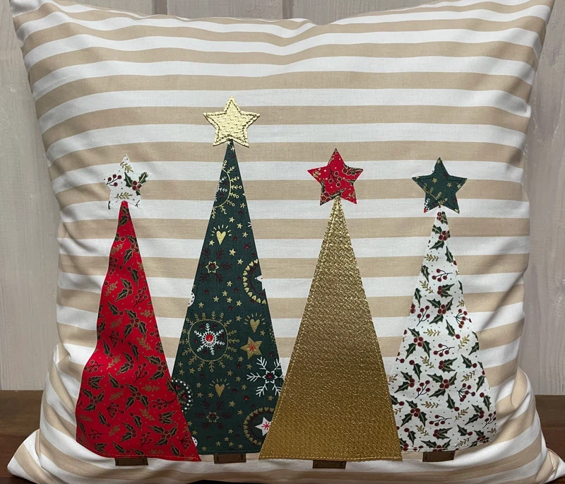 1x Weihnachtliche Landhausstil Kissenhülle * Kissenbezug * Dekokissen * beige weiß gestreift