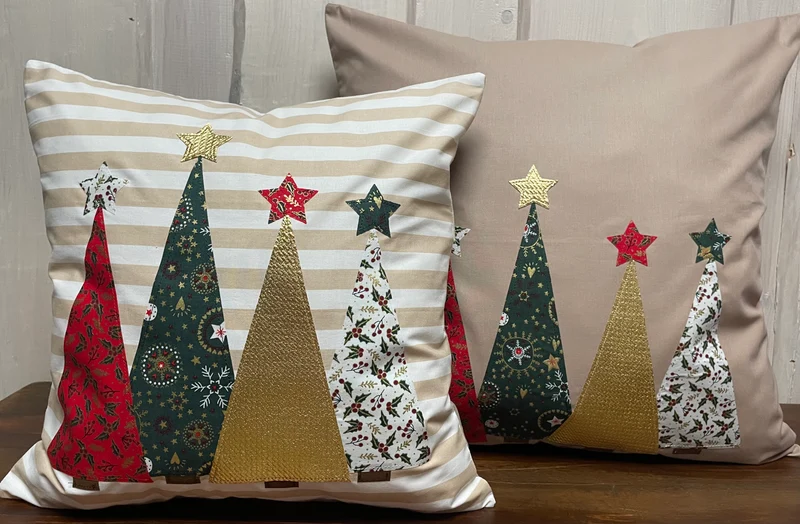 1x Weihnachtliche Landhausstil Kissenhülle * Kissenbezug * Dekokissen * beige weiß gestreift