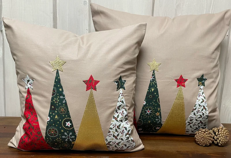 1x Weihnachtliche Landhausstil Kissenhülle * Kissenbezug * Dekokissen * beige weiß gestreift