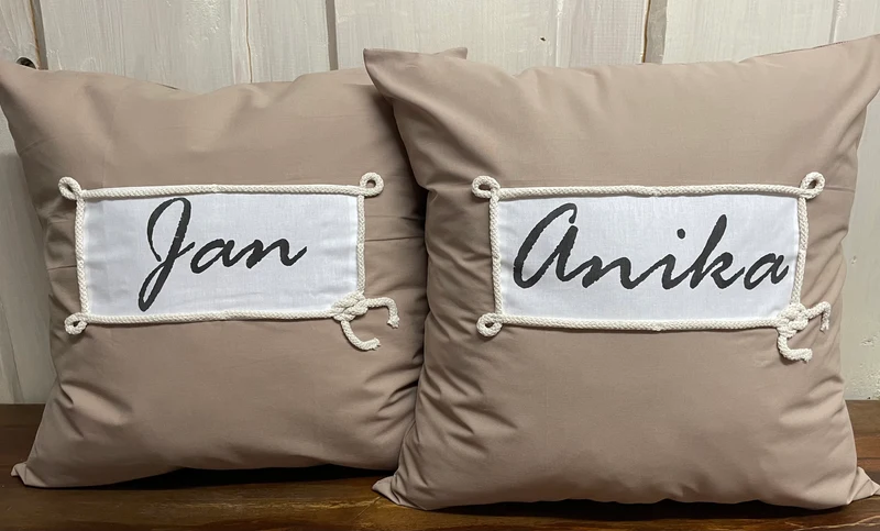1x Personalisierte Kissenhülle, Landhausstil Kissenhülle * Kissenbezug * Dekokissen * beige