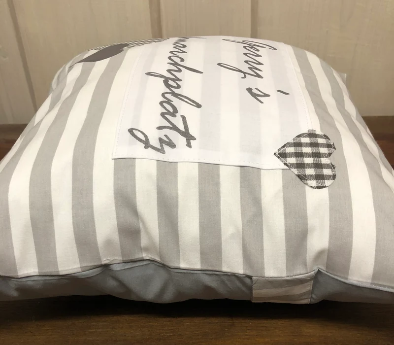 Personalisierte Kissenhülle, Landhausstil Kissenbezug * Dekokissen * …. Schnarchplatz * grau/weiß