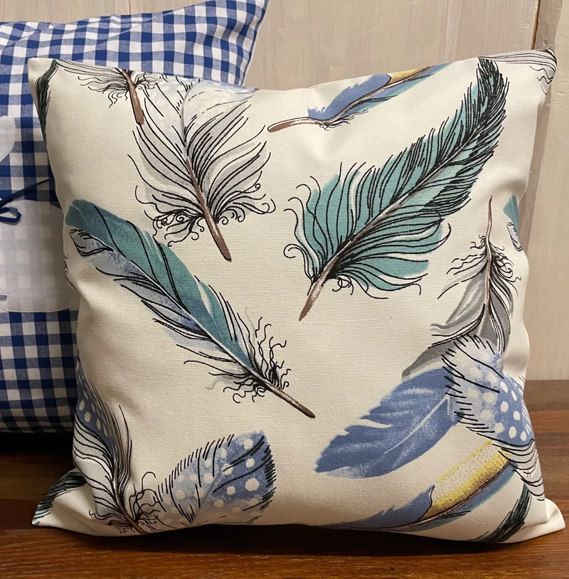 Landhausstil Kissenhülle * Kissenbezug * Dekokissen * bunte Feder Muster