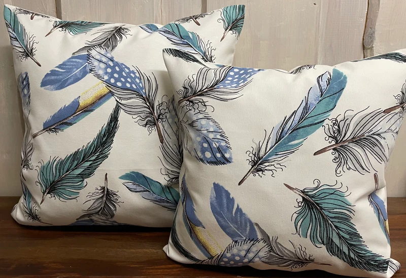 Landhausstil Kissenhülle * Kissenbezug * Dekokissen * bunte Feder Muster