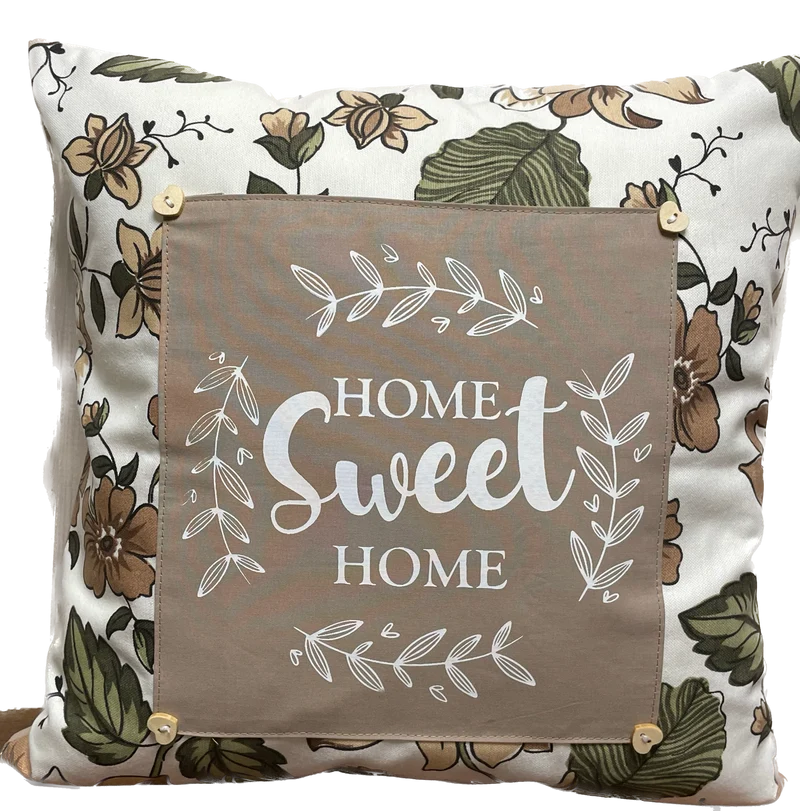 Landhausstil Kissenhülle * Kissenbezug * Dekokissen „ Home Sweet Home „ beige/grün