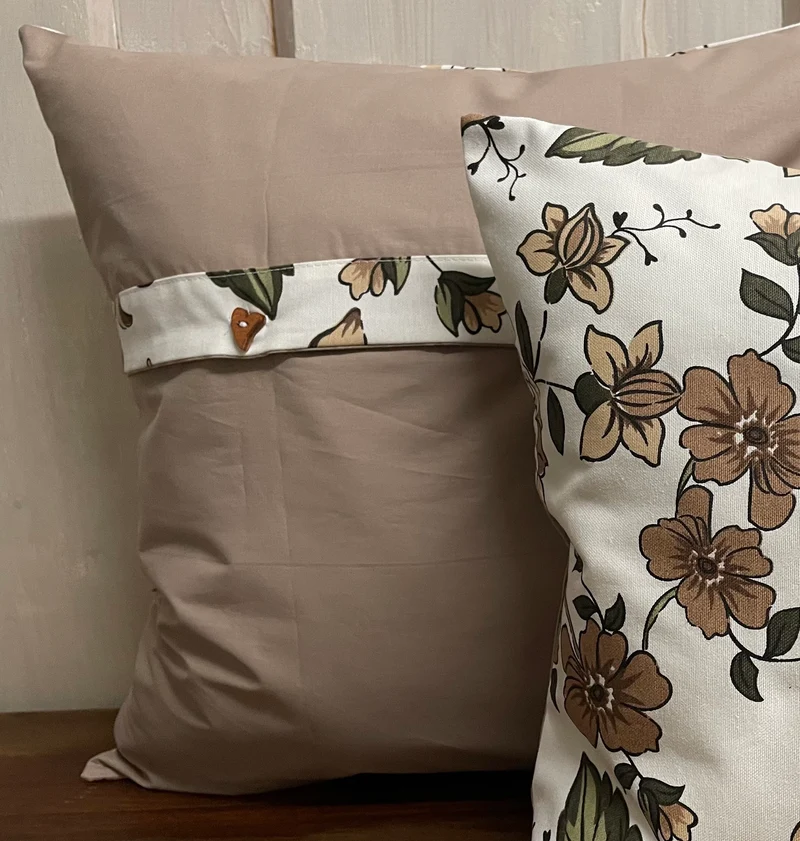 Landhausstil Kissenhülle * Kissenbezug * Dekokissen „ Home Sweet Home „ beige/grün