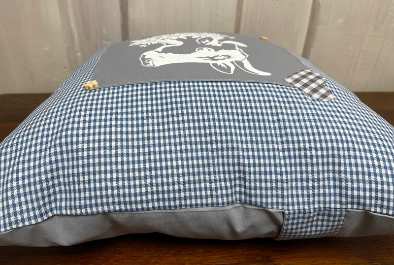 Landhausstil Kissenhülle * Kissenbezug * Bauernstube Dekokissen * Kuh* blau/grau