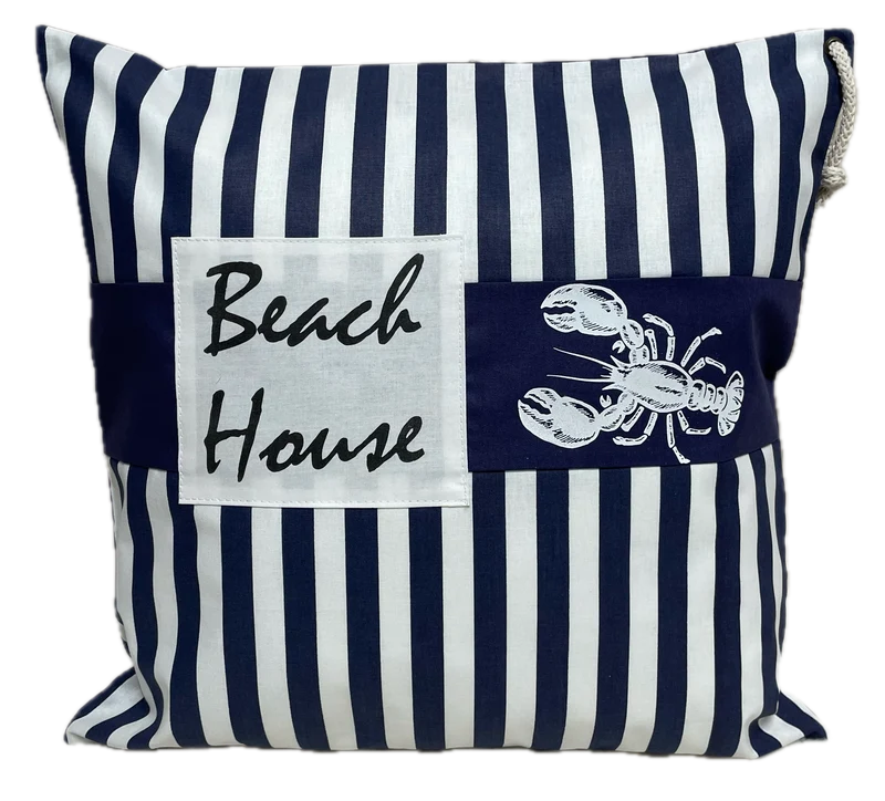 Maritime Kissenhülle, Landhausstil Dekokissen * Beach House * blau/weiß