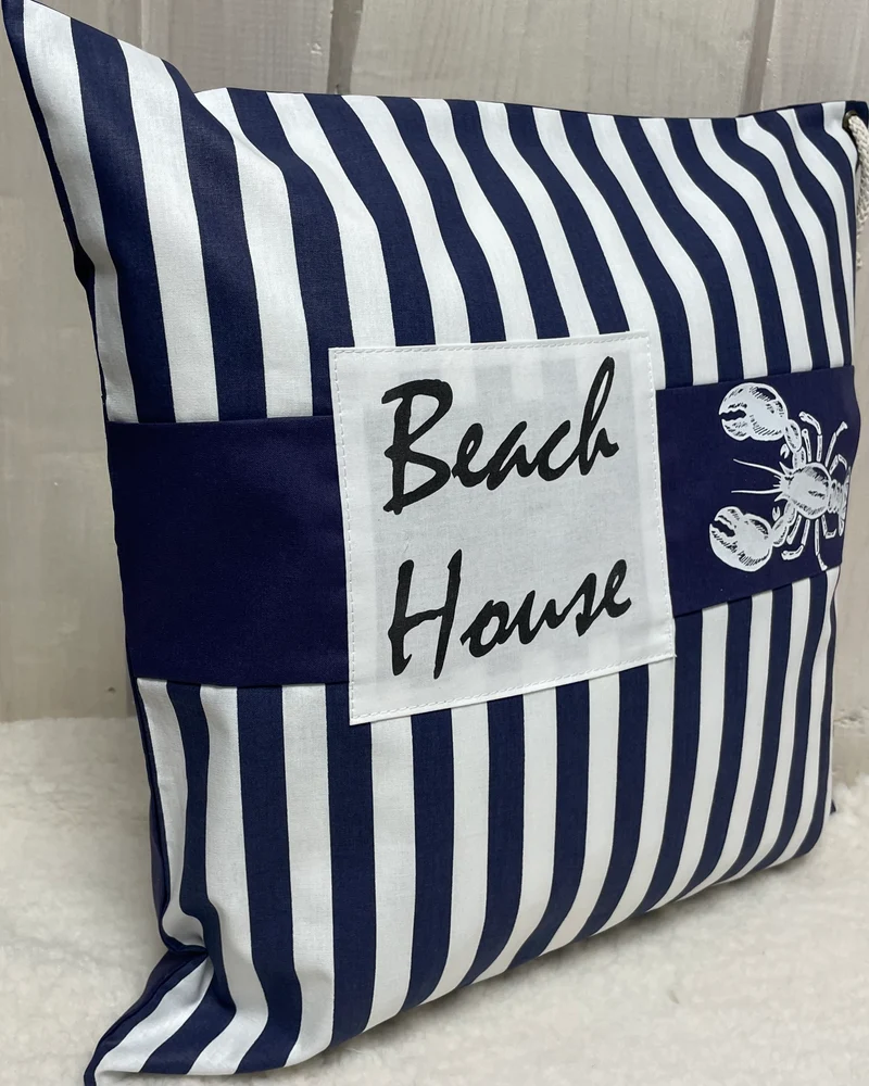 Maritime Kissenhülle, Landhausstil Dekokissen * Beach House * blau/weiß