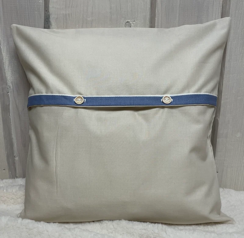 Patchwork Kissenhülle, Landhausstil Kissenbezug, blau / creme 40x40cm.
