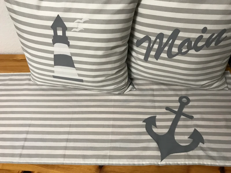 Maritime Kissenhülle, Kissenbezug, Landhausstil Kissen * Leuchtturm * grau/weiß