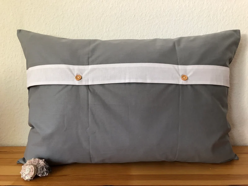 Maritime Kissenhülle, Landhausstil Kissenbezug * Ahoi * grau/weiß 40x60cm.