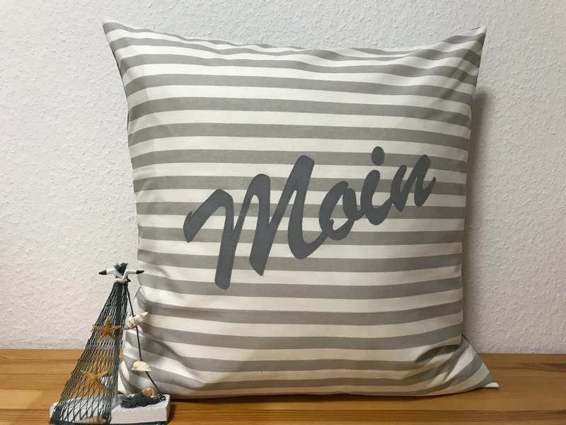 Maritime Kissenhülle, Kissenbezug, Landhausstil Kissen * Moin * grau/weiß.