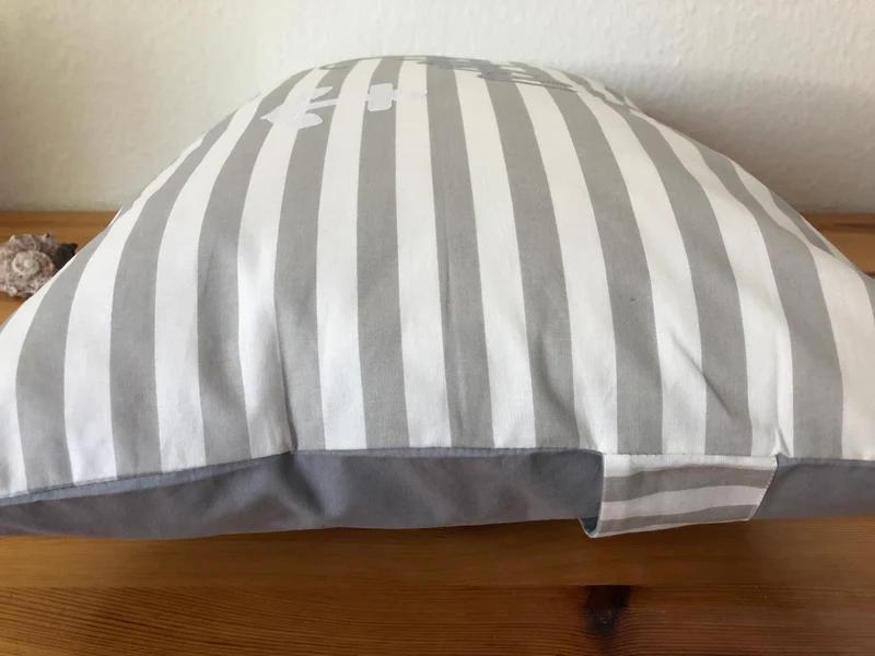 Maritime Kissenhülle, Landhausstil Kissenbezug * Ahoi * grau/weiß 40x60.