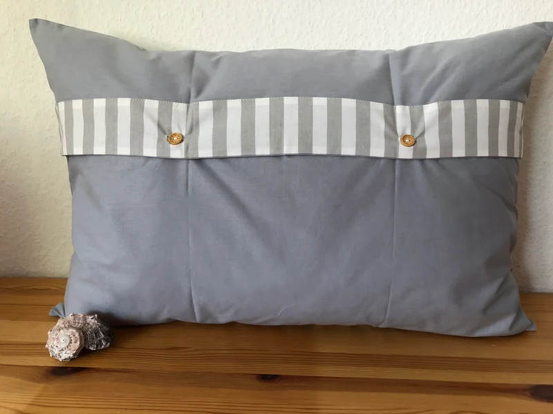 Maritime Kissenhülle, Landhausstil Kissenbezug * Ahoi * grau/weiß 40x60.